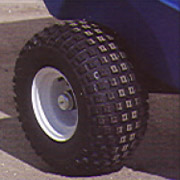 18 inches x 9.5 inches wide knobby floatation tires